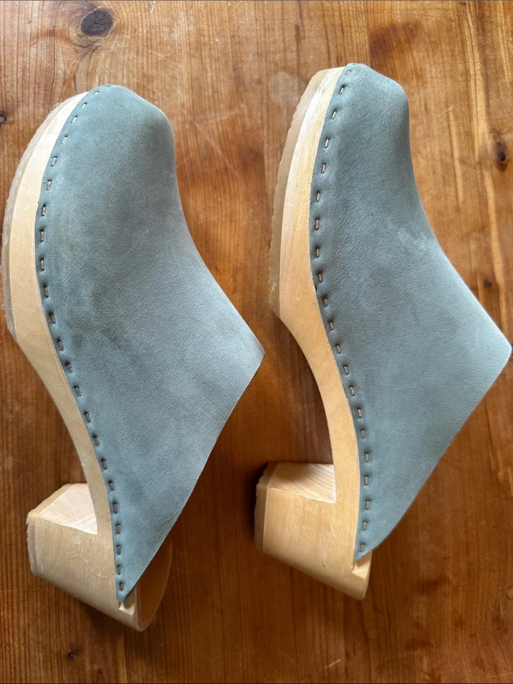 BRYR Jade Green mid heel Worker Clogs - Picture 2 of 7